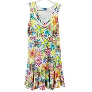 Fresh Produce Colorful Floral Print Ruffle Hem Dress Multicolor Size Small Beach